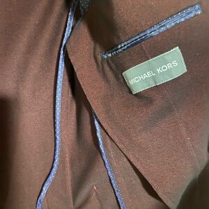 Michael Kors Chocolate Blazer with Navy Highlights